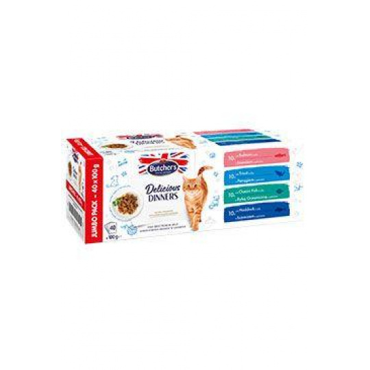 Butcher's Cat Delic.Dinners rybí výber v želé 40x100g Butcher's Cat Delic.Dinners rybí výber v želé 40x100g