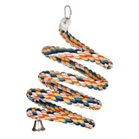 Hračka pre veľké papagáje bavlnená špirála so zvončekom Hračka pre veľké papagáje bavlnená špirála so zvončekom
