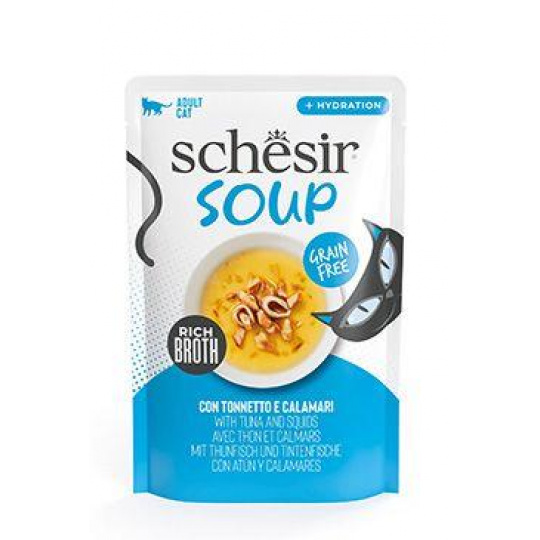 Schesir Cat kapsička Adult Soup tuniak/kalamár 40g Schesir Cat kapsička Adult Soup tuniak/kalamár 40g