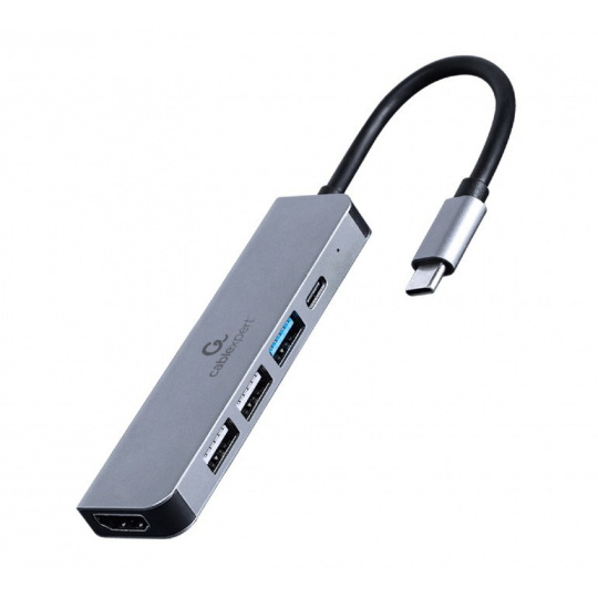 Gembird A-CM-COMBO5-03 dokovací stanice/replikátor portů Kabel USB 3.2 Gen 1 (3.1 Gen 1) Type-C Stříbrná