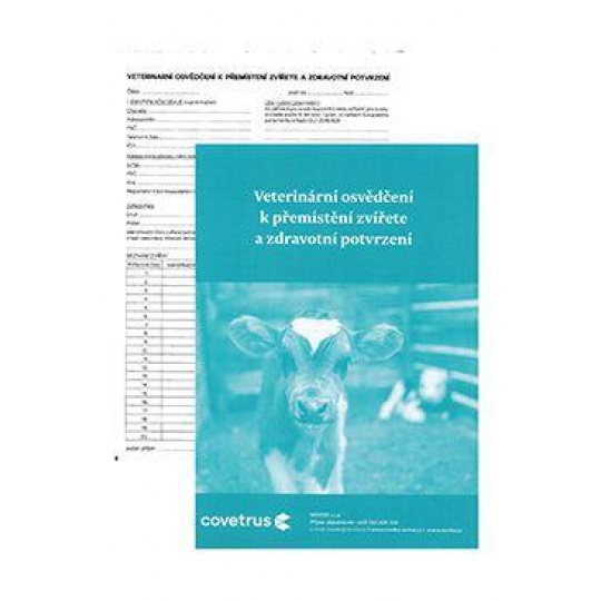 Tlačivo-Vet.osvedčenie na premiestnenie zvieraťa NEW 50list Tlačivo-Vet.osvedčenie na premiestnenie zvieraťa NEW 50list