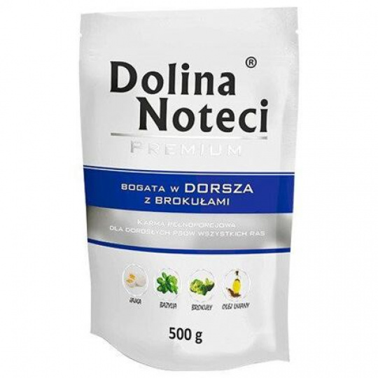 DOLINA NOTECI PREMIUM treska s brokolicou kapsička pre psy 500 g