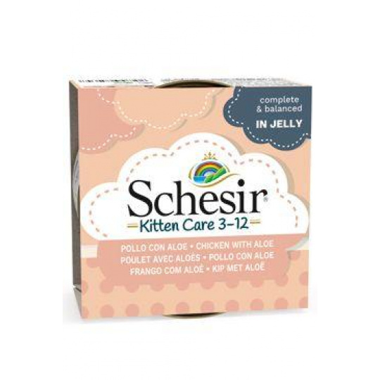 Schesir Cat konz. Kitten kura/aloe v želé 85g Schesir Cat konz. Kitten kura/aloe v želé 85g