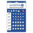 Sada 30 kusů mini alkalických baterií everActive 10 x G3 / LR41, 5 x G4 / LR626, 5 x G10 / LR1130, 10 x G13 / LR1154.