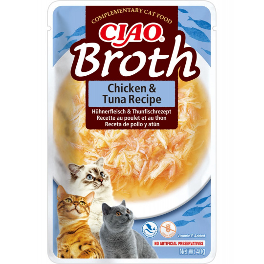 INABA Ciao Broth Chicken & Tuna - pamlsek pro kočky - 12x40g