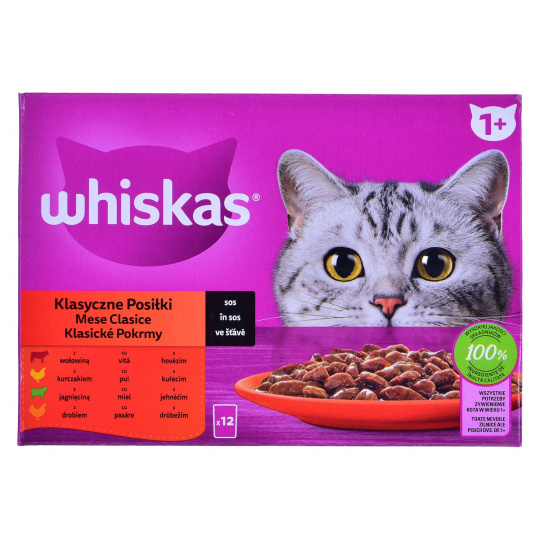 WHISKAS Classic Meals in Sauce - mokré krmivo pro kočky - 12x85g