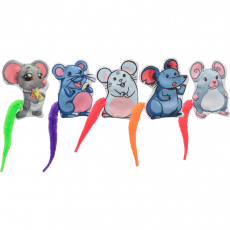 Myška emotívna s catnipom, farebný chvostík, 7.5 cm, látka, 5 druhov