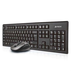 A4Tech 7100N desktop klávesnice Obsahuje myš RF bezdrátový QWERTY Anglický Černá