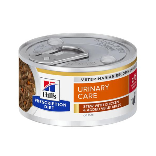 HILLS Diet Feline Stew c/d Urinary Stress s Kuracím & Zeleninou konzerva 82 g