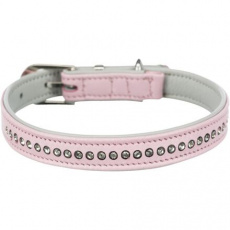 Active Comfort kožený obojok pre psy s kamienkami - ružová