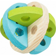 Drevená farebná loptička na hranie a maškrty 8 cm Drevená farebná loptička na hranie a maškrty 8 cm