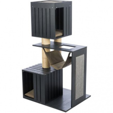 BE NORDIC škrabadlo FREIA, 123 cm, 2 x kukaňa, hojdacia sieť, antracit/piesok