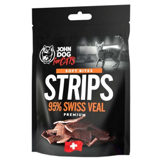JOHN DOG Soft Bites Strips Veal 95% - pamlsek pro kočky - 45 g