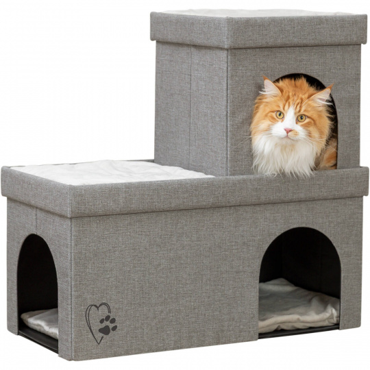 Jeskyně KIMY skládací, 2 patra, 76 x 72 x 37 cm, světle šedá