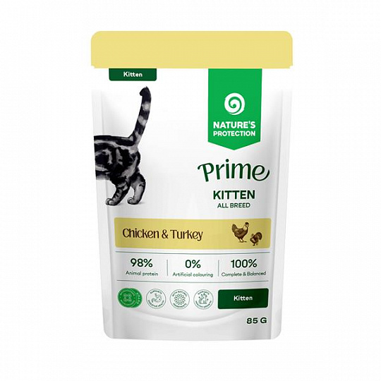 Natures P Prime KAPSIČKA cat kitten GF chicken&Turkey 85 g Natures P Prime KAPSIČKA cat kitten GF chicken&Turkey 85 g