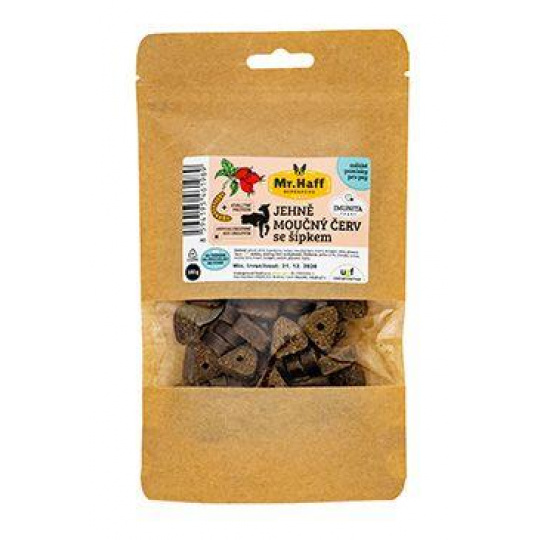 UGF maškrta Mr. Haff múčny červ, jahňa a šípka 100g UGF maškrta Mr. Haff múčny červ, jahňa a šípka 100g