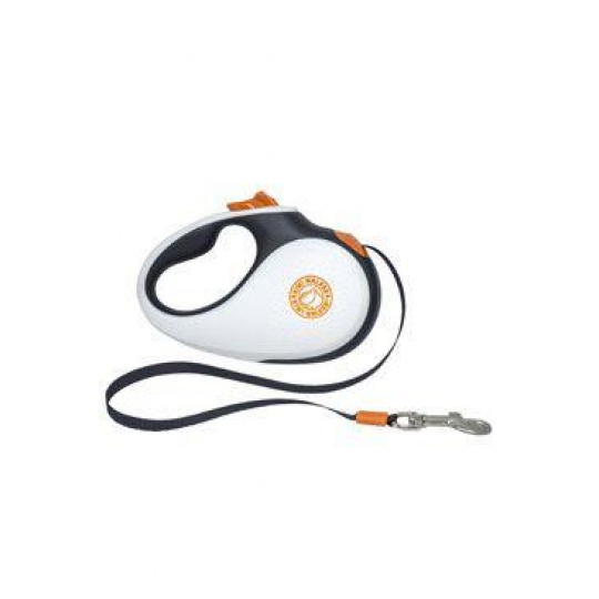 Vodítko samonavíjacie 15kg/5m čiernobielo/oranžová Kiwi Vodítko samonavíjacie 15kg/5m čiernobielo/oranžová Kiwi