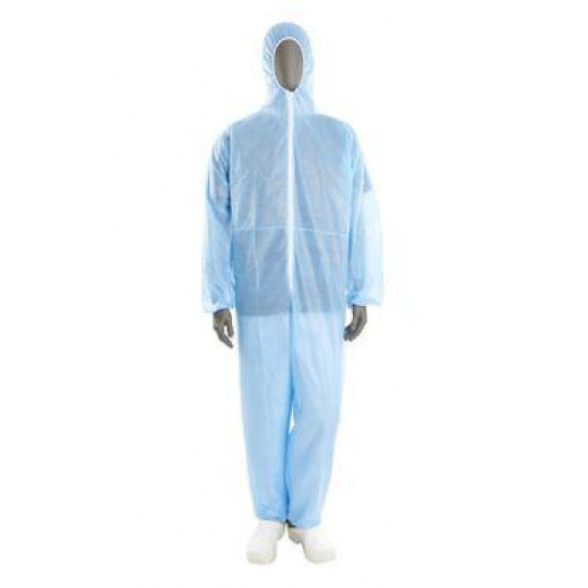 Oblek jednorazový s kapucňou KRUUSE modrý veľ.M 1ks Oblek jednorazový s kapucňou KRUUSE modrý veľ.M 1ks