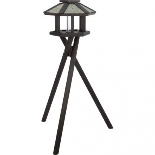 NATURA vonkajšie kŕmidlo so strieškou a silom, 1,4m, 50x34cm, borovicové drevo, čierna - LIMITOVANÁ PONUKA