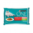 Nestlé PURINA ONE cat Multipack Sterilcat mini filety s morčacím a zelenými fazuľkami / s lososom a mrkvou v šťave 4x85g