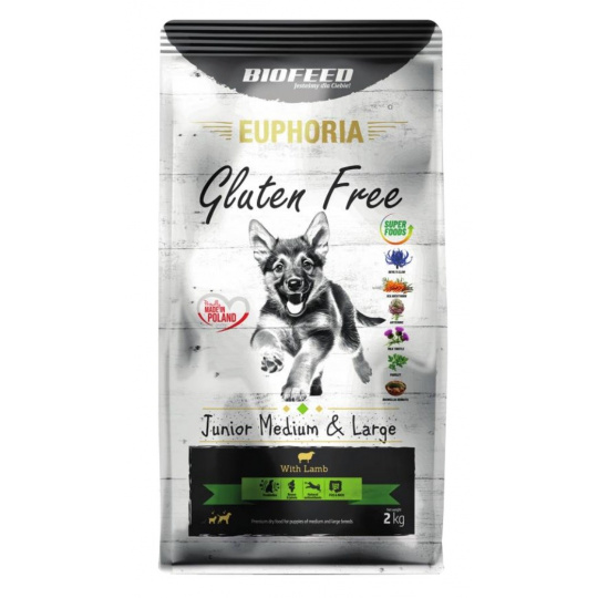 BIOFEED Euphoria Gluten Free Junior medium & large Lamb - suché krmivo pro psy - 2kg