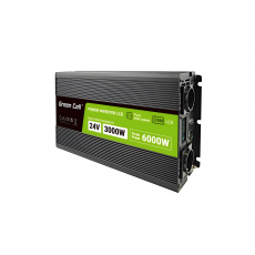 Green Cell Przetwornica napicia PowerInverter LCD 24 V 3000W/60000W Przetwornica samochodowa z wywietlaczem - czysty sinus zdroj/transformátor Auto Černá