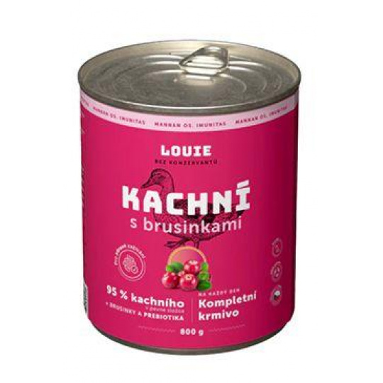 Louie Dog konz. Kačacie s brusnicami a prebiotikami 800g