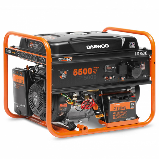 Daewoo GDA 6500E motorové generátory 5000 W 30 l Benzín Oranžová, Černá