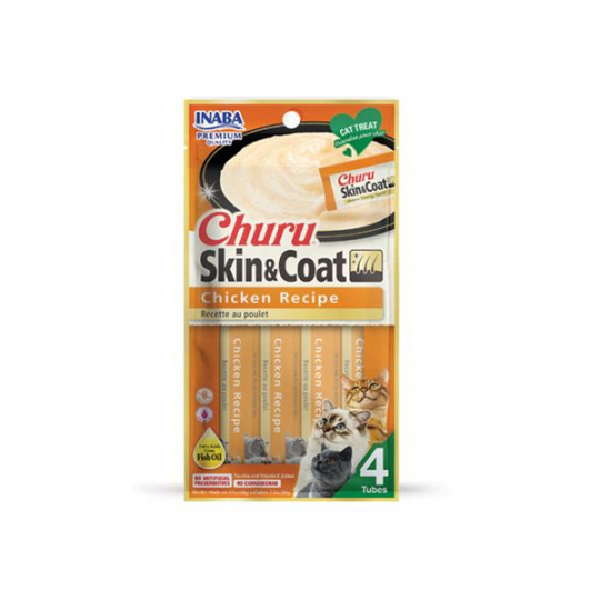 Pamlsok Inaba Churu Skin & Coat cat Kuracie 4 tuby 56 g