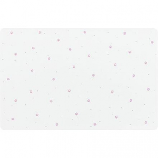 Prostírání pod misky PAW Print, 44 x 28 cm, bílá / růžové ťapky