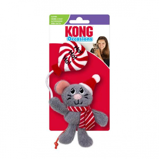 Hračka Kong Cat Holiday Occasions Mouse s catnipom, polyester, sivá