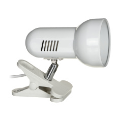 Activejet Stolní lampa s klipem, bílá, kov, závit E27