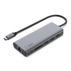 Belkin AVC008BTSGY dokovací stanice/replikátor portů USB 3.2 Gen 1 (3.1 Gen 1) Type-C Černá, Šedá