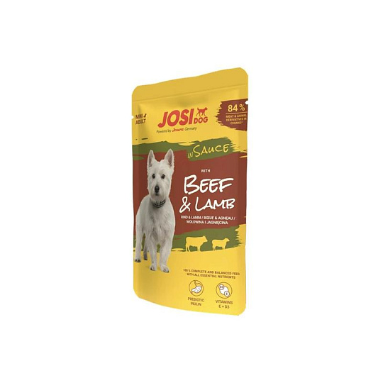 JosiDog maškrta Dog Beef&Lamb in Sauce 100 g