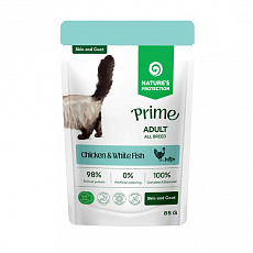 Natures P Prime KAPSIČKA cat adult skin&coat chicken&white fish 85 g Natures P Prime KAPSIČKA cat adult skin&coat chicken&white fish 85 g