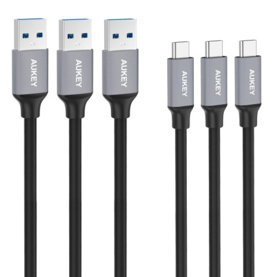 AUKEY CB-CMD1 USB kabel 1 m USB 3.2 Gen 1 (3.1 Gen 1) USB A USB C Černá, Šedá