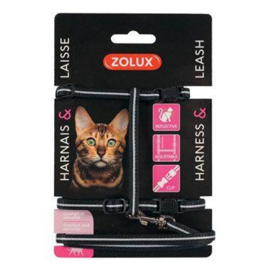 Postroj mačka s vodítkom 1,2m čierny Zolux Postroj mačka s vodítkom 1,2m čierny Zolux