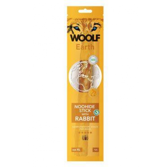 WOOLF pochúťka Earth NOOHIDE XL Stick with Rabbit 85g WOOLF pochúťka Earth NOOHIDE XL Stick with Rabbit 85g