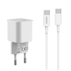 WALL CHARGER SOMOSTEL SMS-Q10 20W + CABLE TYPE-C/TYPE-C WHITE