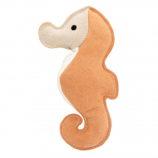 Morský koník HipHop Dog, 23 cm, robustná kožená hračka / aport, krémová/horčicová
