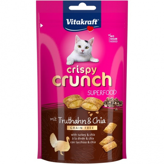 VITAKRAFT Crispy Crunch Turkey with chia - pamlsek pro kočky - 60g