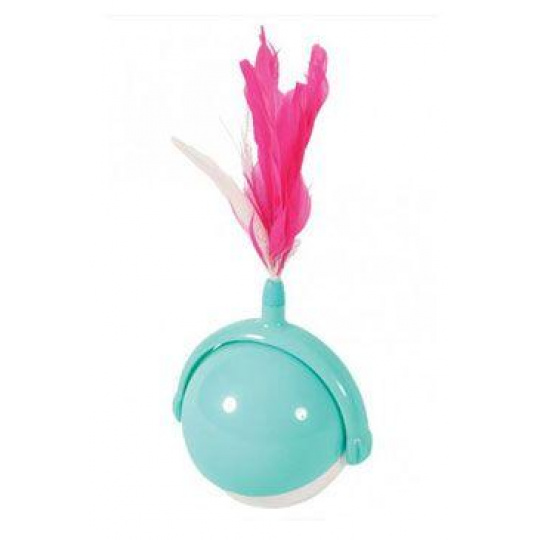 Hračka mačka mechanická loptička s pierkami Zolux