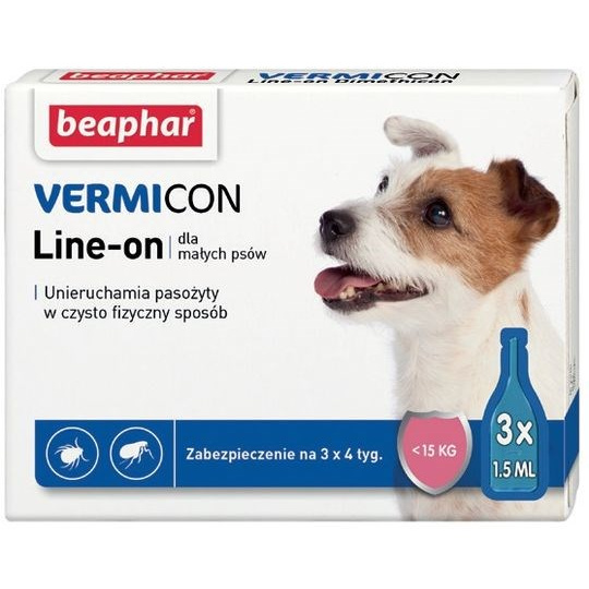 BEAPHAR VERMIcon Line-on Kapky proti blechám a klíšťatům pro psy S - 3 x 1,5 ml