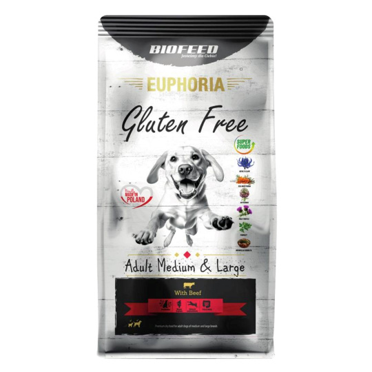 BIOFEED Euphoria Gluten Free Adult medium & large Beef - suché krmivo pro psy - 12kg