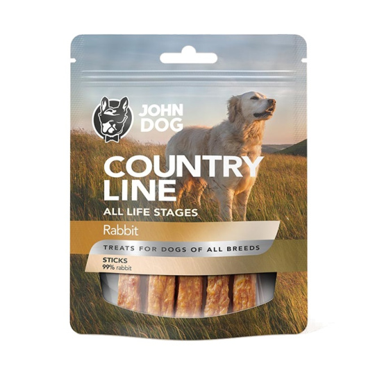 JOHN DOG Country Line Sticks Rabbit - pochoutka pro psy - 70g