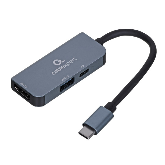 Gembird A-CM-COMBO3-02 dokovací stanice/replikátor portů Kabel USB 3.2 Gen 1 (3.1 Gen 1) Type-C Stříbrná