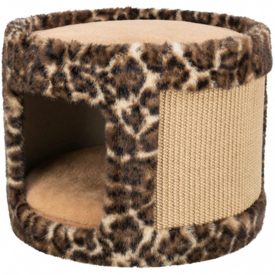 Škrabacia jaskyňa LEO, o 38 x 30 cm, hnedá/leopardia
