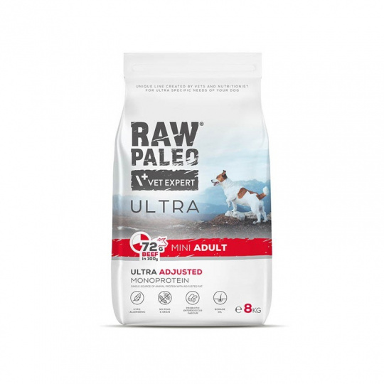 VET EXPERT RAW PALEO Ultra Mini Adult Beef - suché krmivo pro psy - 8 kg