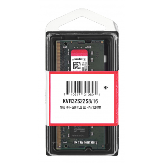 Kingston Technology KVR32S22S8/16 paměťový modul 16 GB 1 x 16 GB DDR4 3200 MHz