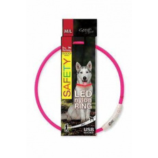 Obojok DOG FANTASY svetelný USB ružový 65cm 1ks Obojok DOG FANTASY svetelný USB ružový 65cm 1ks